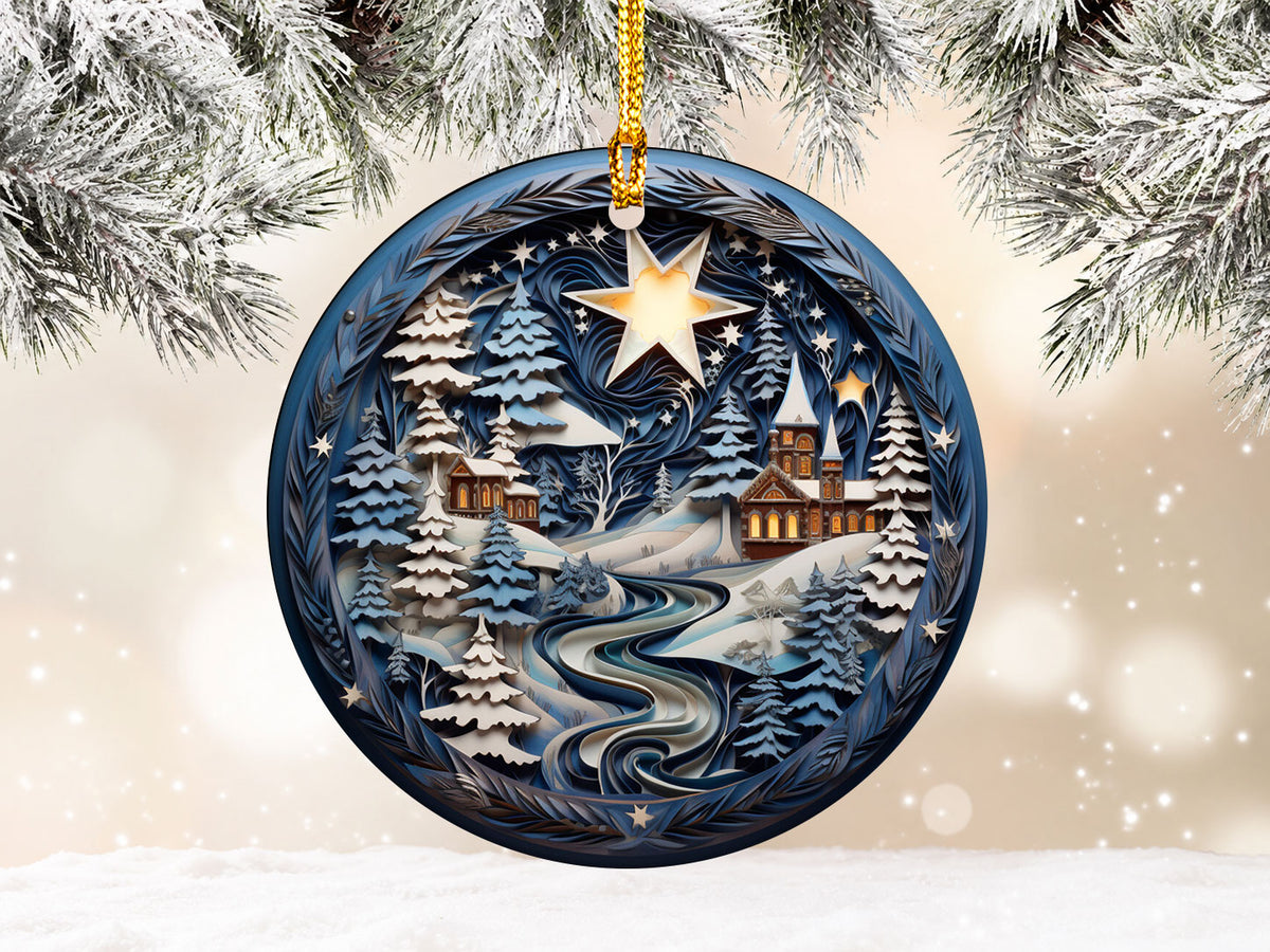 Cozy Winter Cabin Ornament 2026, Christmas Tree Decoration, Ceramic Holiday Ornament, Xmas Keepsake