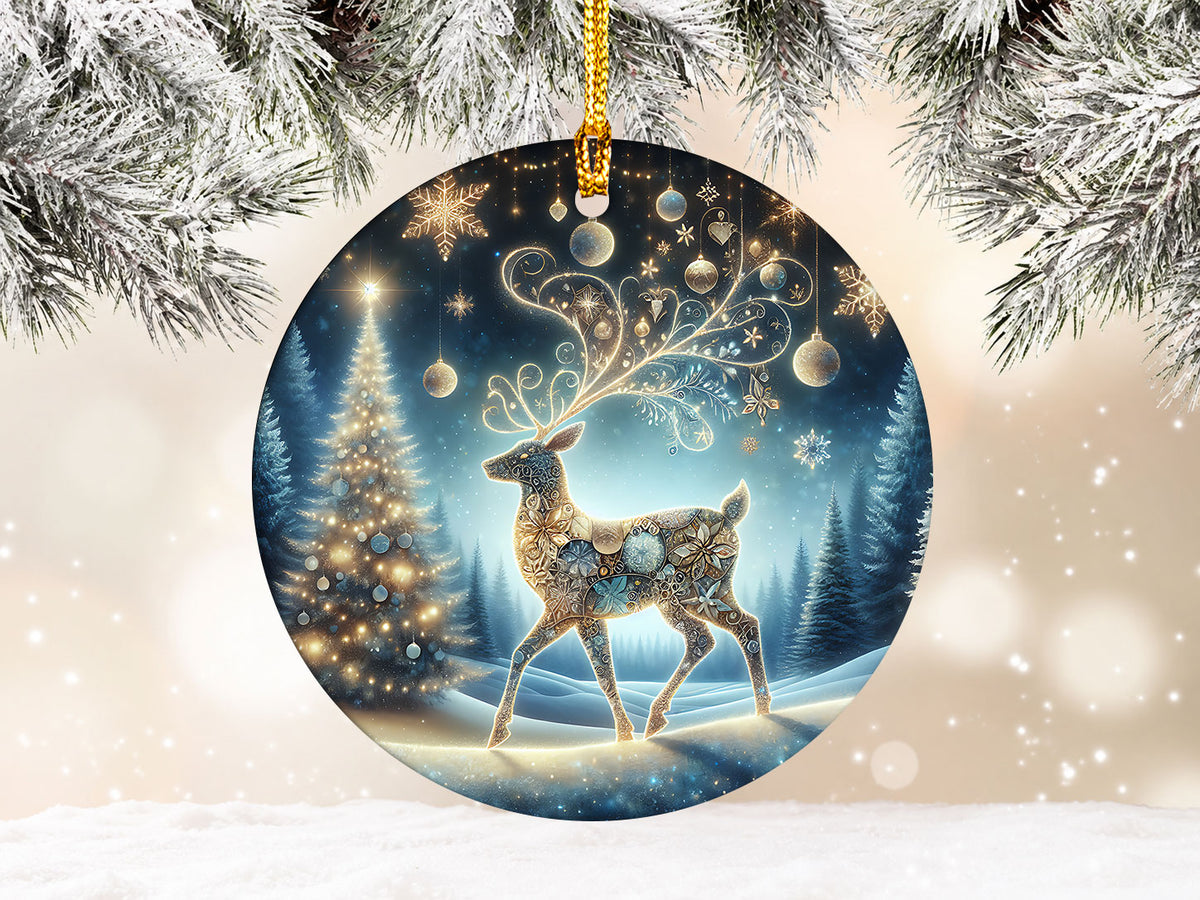 Elegant Deer Ornament 2026, Christmas Ceramic Ornament, Woodland Tree Decoration, Rustic Holiday Keepsake Gift for Family and Friends