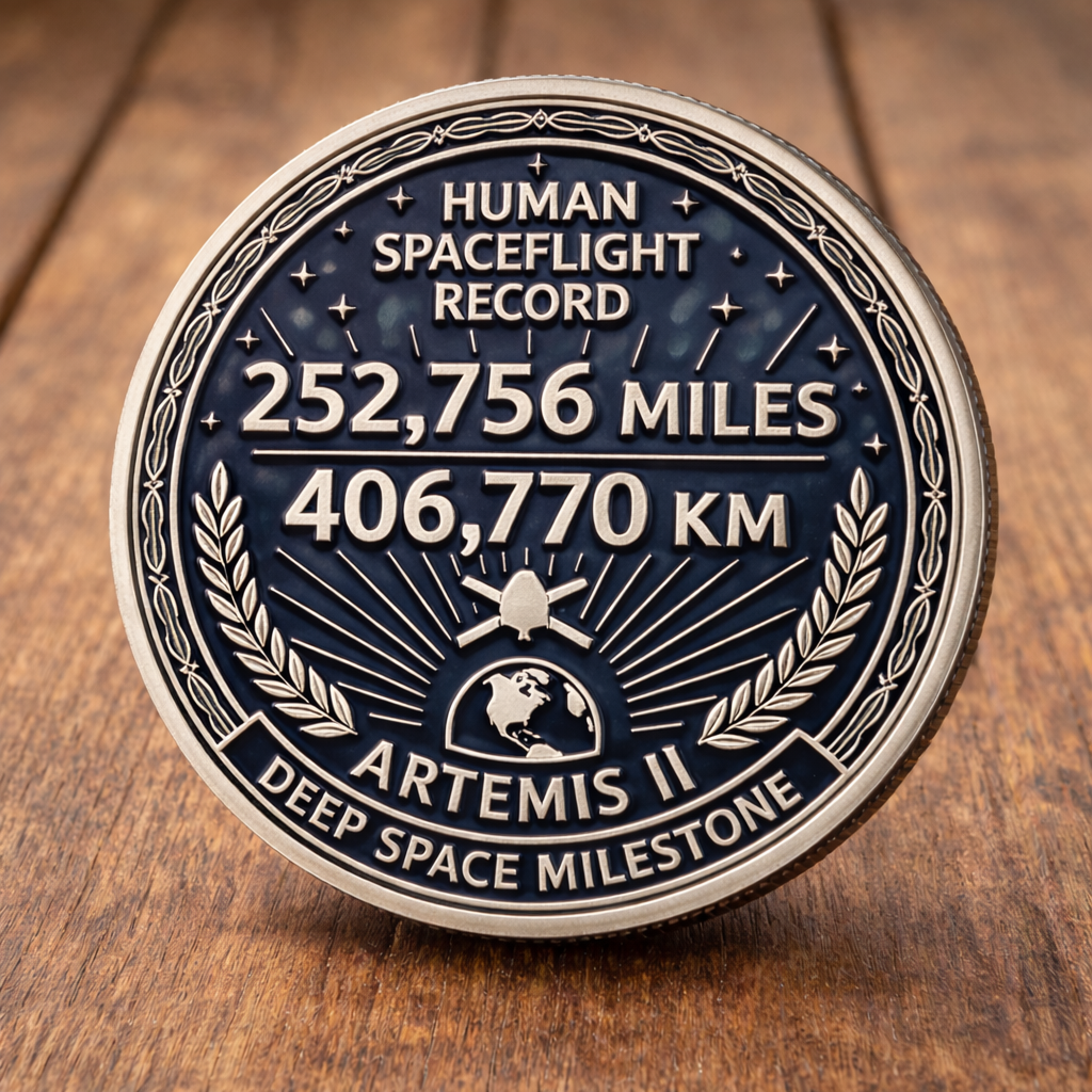 Artemis II Space Mission Commemorative Coin, Space Enthusiast Gift, Orion Spacecraft UV Printed Challenge Coin, Moon Landing Memorabilia