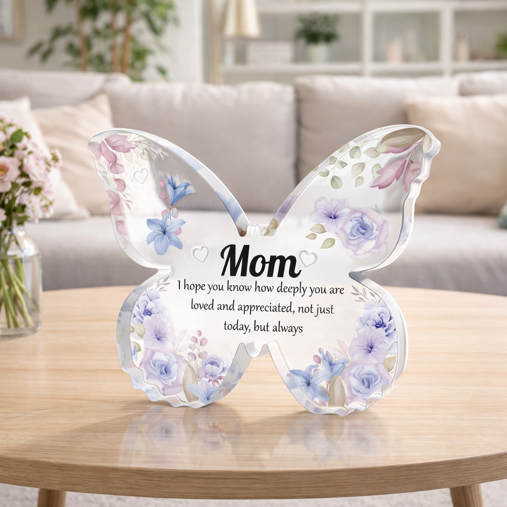 The love between a Mother and a Daughter is Forever Butterfly Shaped Acrylic Plaque, Mother's Day, Birthday Gift For Mom, Grandma