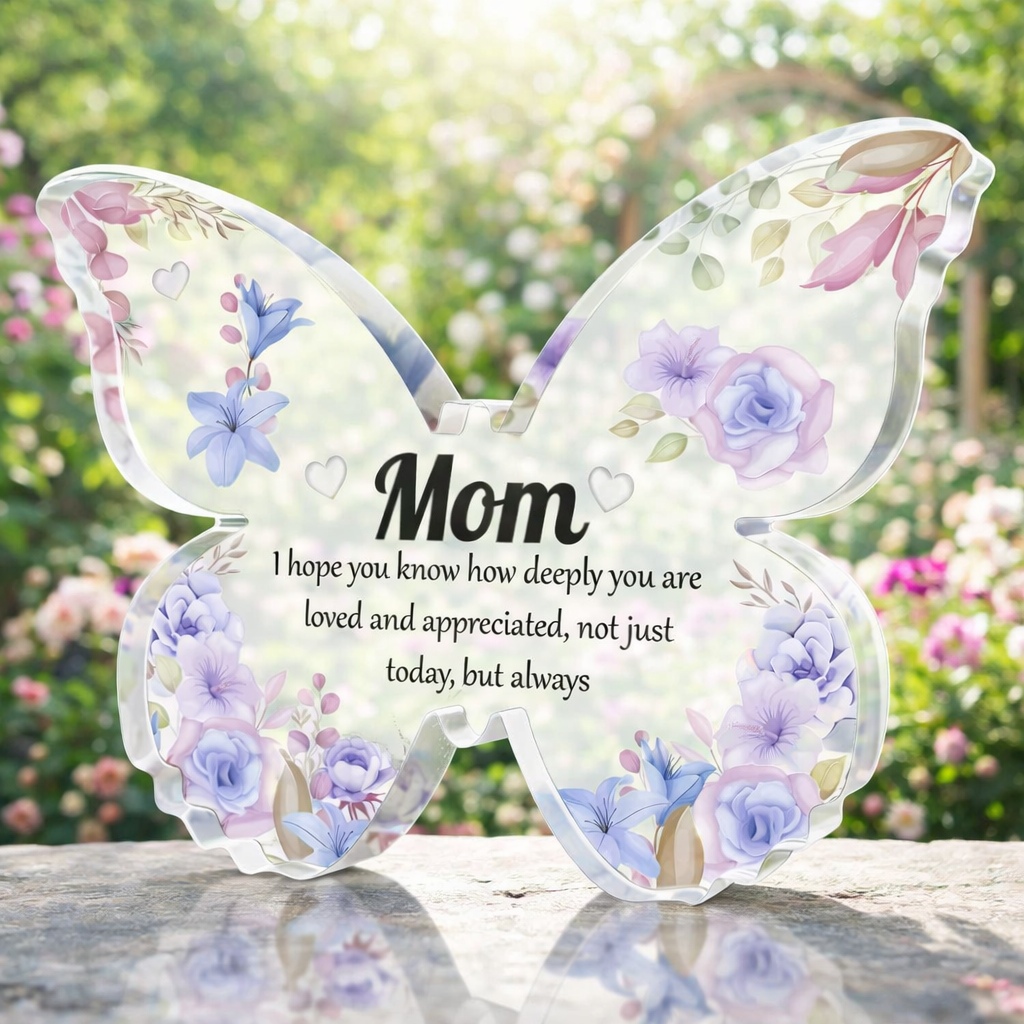 The love between a Mother and a Daughter is Forever Butterfly Shaped Acrylic Plaque, Mother's Day, Birthday Gift For Mom, Grandma