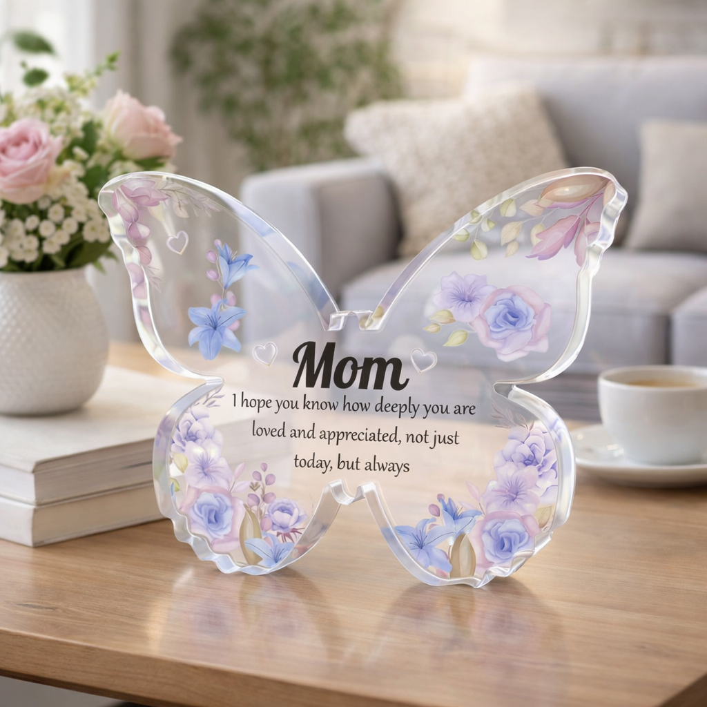 The love between a Mother and a Daughter is Forever Butterfly Shaped Acrylic Plaque, Mother's Day, Birthday Gift For Mom, Grandma
