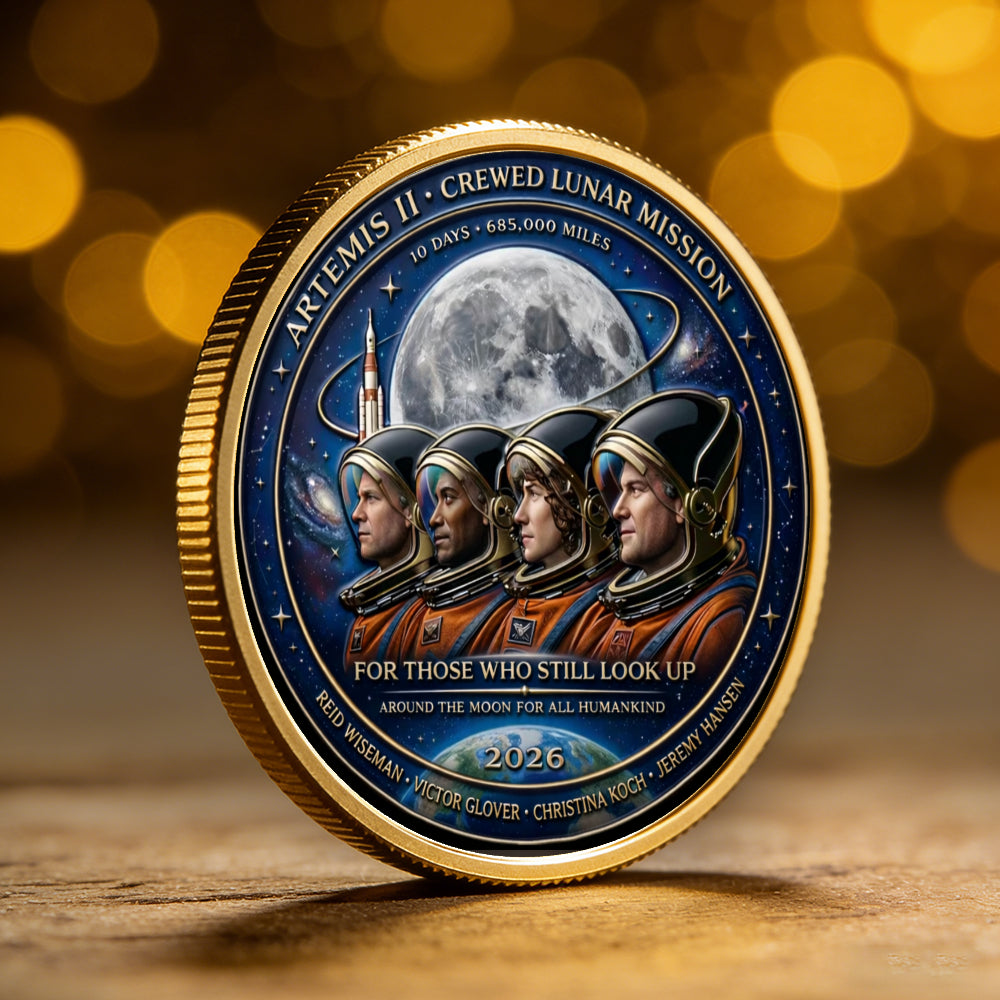 Lunar Exploration Mission Commemorative Coin 2026, Artemis II Lunar Mission Commemorative Coin | 2026 Silver-Plated Space Memorabilia