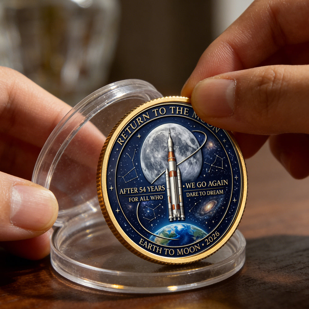 Lunar Exploration Mission Commemorative Coin 2026, Artemis II Lunar Mission Commemorative Coin | 2026 Silver-Plated Space Memorabilia