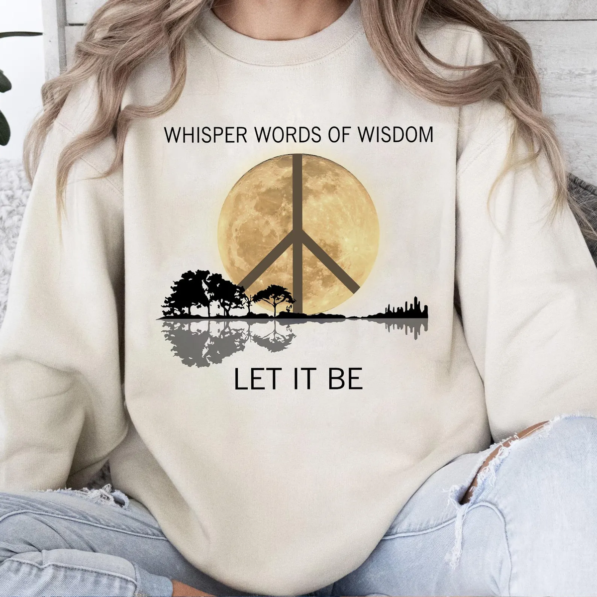 Whisper Words Of Wisdom Let It Be Guitar T-Shirt, Beatles Guitar Tee, Hippie Tee, Song Lyric Tee, Hippie Soul Shirt, Guitar Lake Shadow Shirt