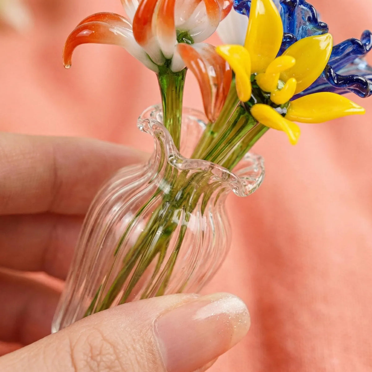 Personalized Glass Birth Flower, Hand Blown Birth Flower Bouquet, Spring Flower, Birthday Gift for Mom, Mother's Day Gift, Home Decor