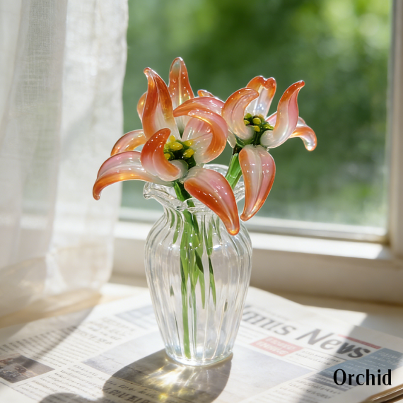 Personalized Glass Birth Flower, Hand Blown Birth Flower Bouquet, Spring Flower, Birthday Gift for Mom, Mother's Day Gift, Home Decor