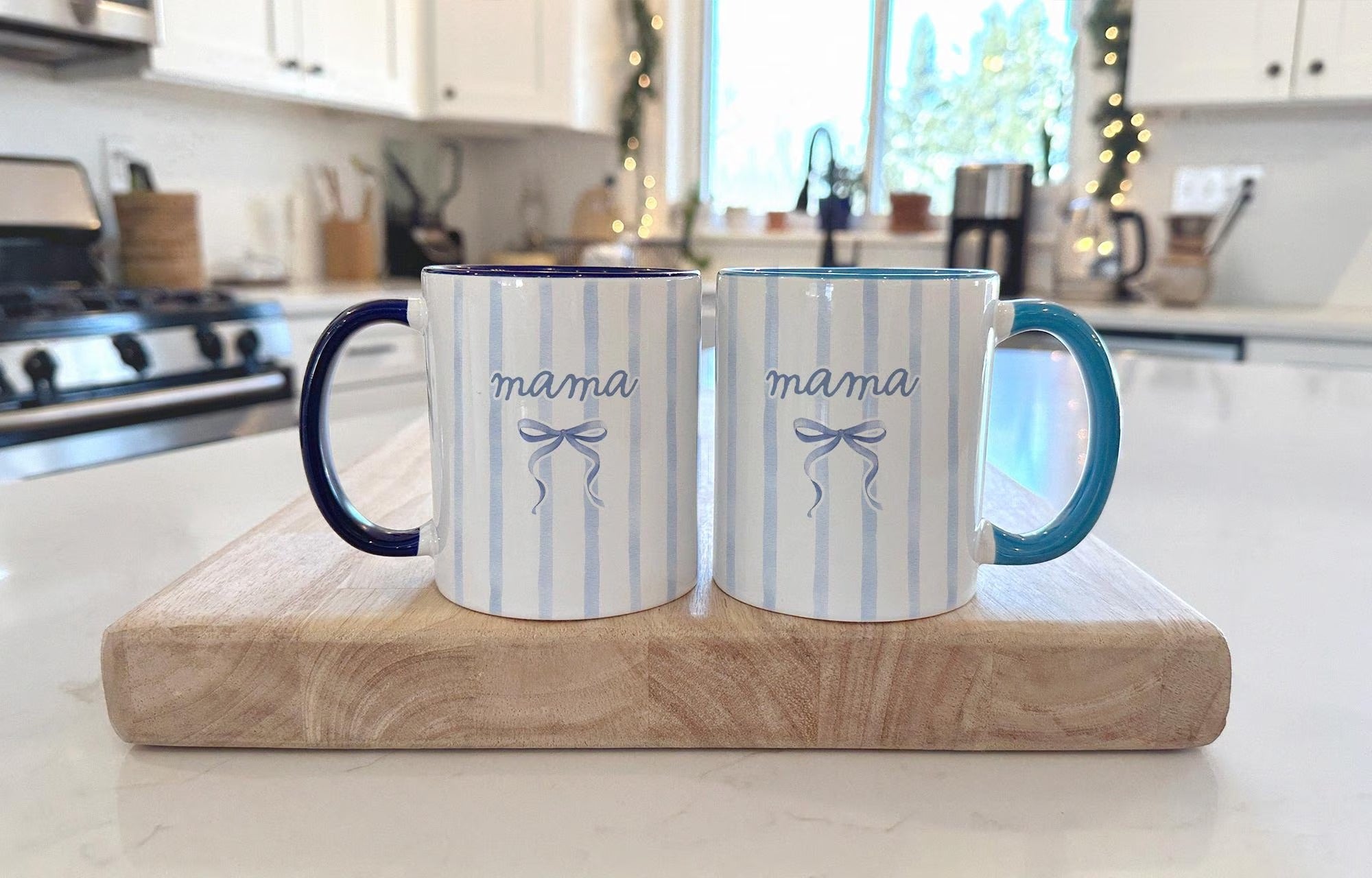 Mama Mom Coffee Mug, Mothers Day Gift, Color Stripe Coffee Cup Coquette Style Drinkware