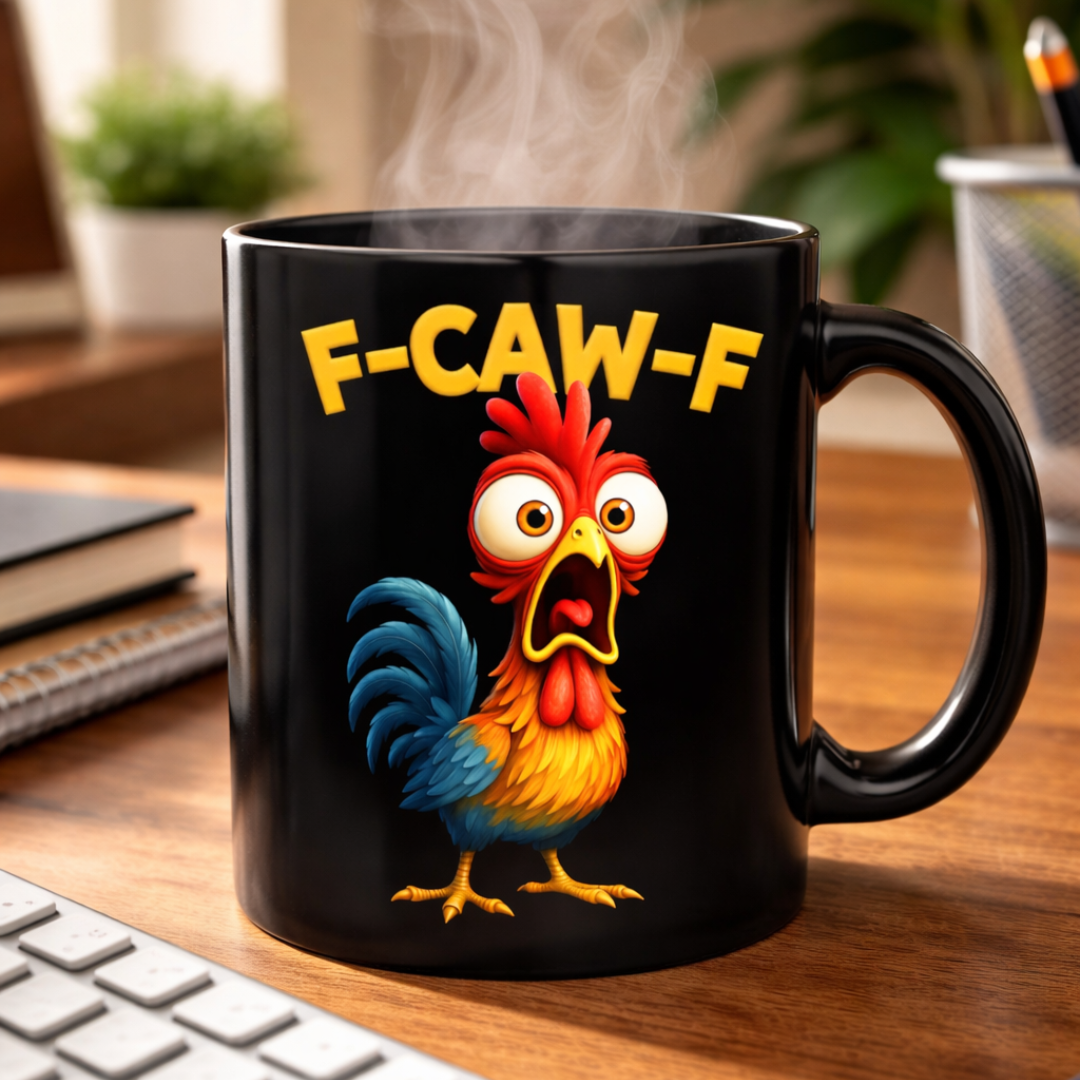 F-Caw-F Chicken Humor Mug, Funny Rooster Meme Coffee Mug, Funny Chicken Mug, Silly Farm Animal Mug, Chicken Lover Gift, Gift For Friend