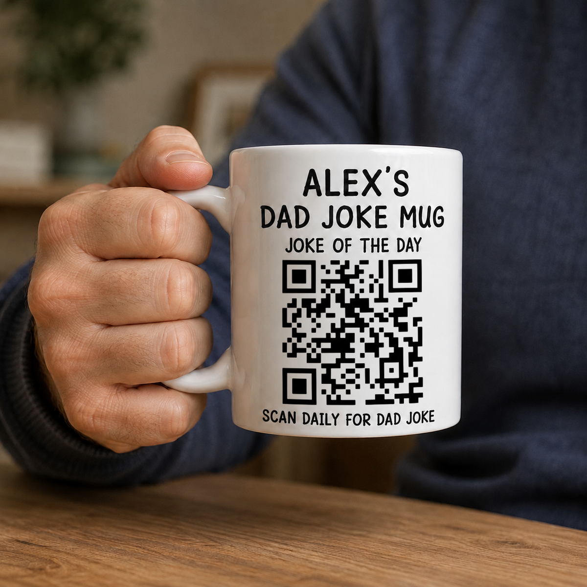 Personalized Dad Joke Every Day Interactive QR Funny Mug, Father's Day Gifts For Dad, Scan Daily For Dad Jokes, Funny Father Day Coffee Cup