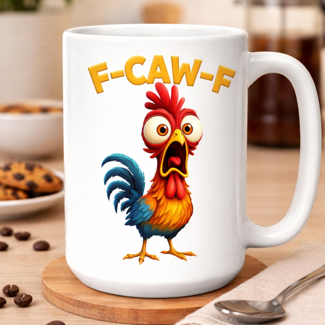 F-Caw-F Chicken Humor Mug, Funny Rooster Meme Coffee Mug, Funny Chicken Mug, Silly Farm Animal Mug, Chicken Lover Gift, Gift For Friend