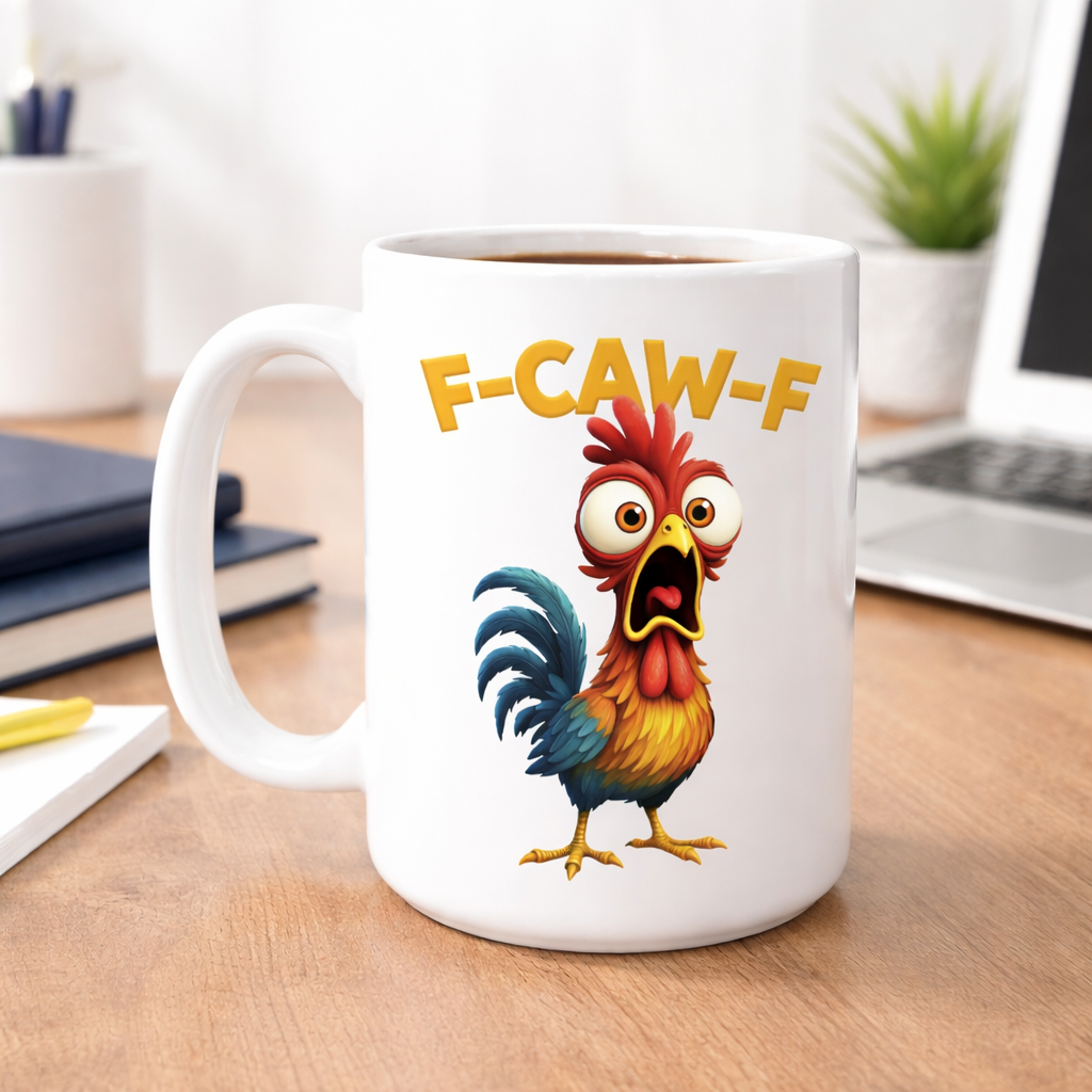 F-Caw-F Chicken Humor Mug, Funny Rooster Meme Coffee Mug, Funny Chicken Mug, Silly Farm Animal Mug, Chicken Lover Gift, Gift For Friend