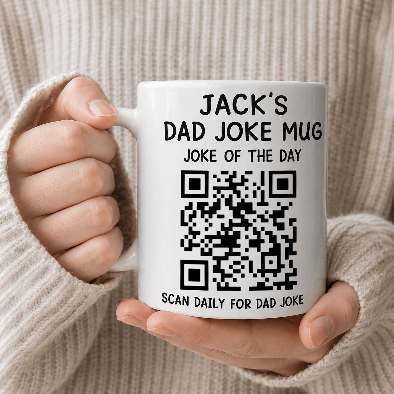 Personalized Dad Joke Every Day Interactive QR Funny Mug, Father's Day Gifts For Dad, Scan Daily For Dad Jokes, Funny Father Day Coffee Cup