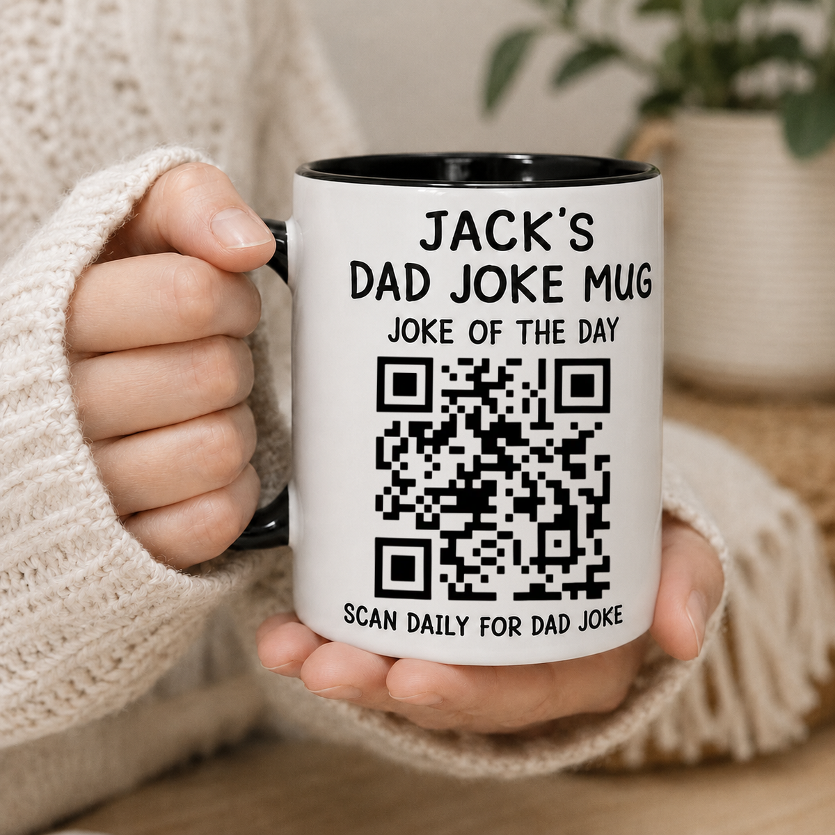 Personalized Dad Joke Every Day Interactive QR Funny Mug, Father's Day Gifts For Dad, Scan Daily For Dad Jokes, Funny Father Day Coffee Cup