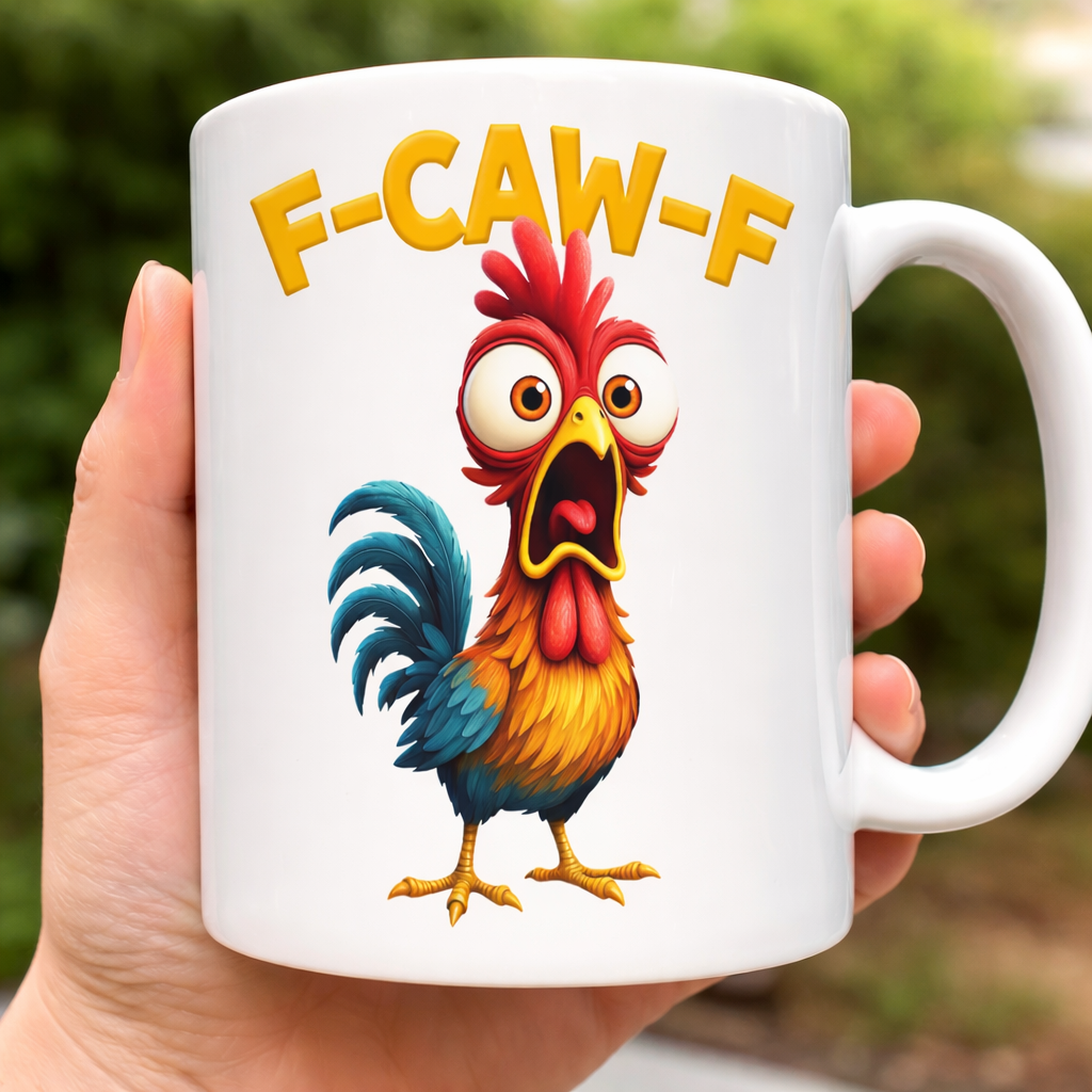 F-Caw-F Chicken Humor Mug, Funny Rooster Meme Coffee Mug, Funny Chicken Mug, Silly Farm Animal Mug, Chicken Lover Gift, Gift For Friend