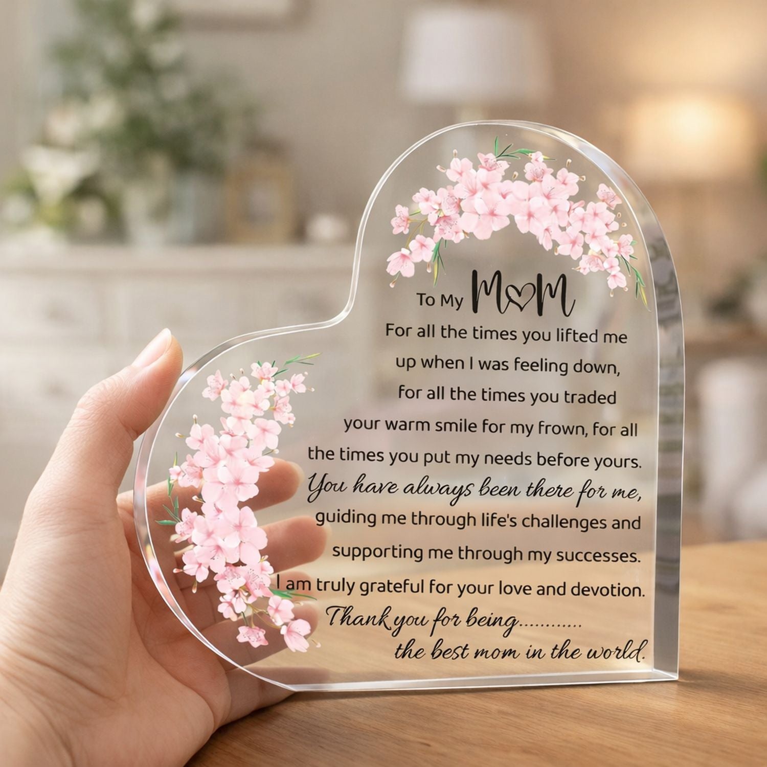 To My Mom Personalized Acrylic Plaque, Thank You Mom Heart Plaque, Mother's Day Gift, Birthday Gift For Mom, Custom Mom Gift, Mom Keepsake
