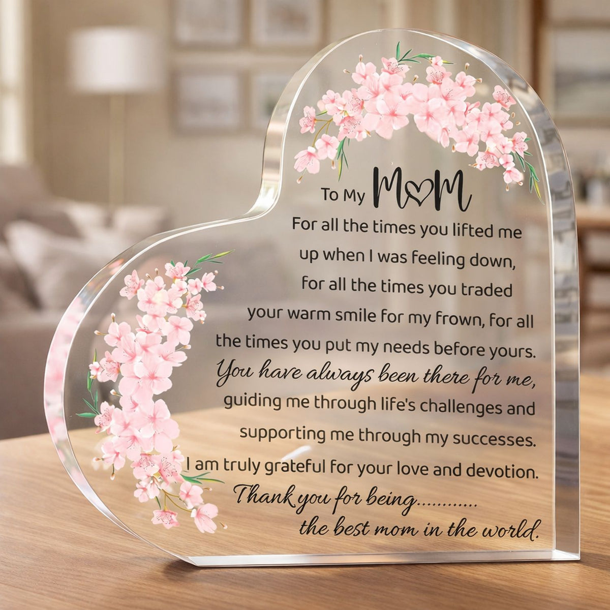 To My Mom Personalized Acrylic Plaque, Thank You Mom Heart Plaque, Mother's Day Gift, Birthday Gift For Mom, Custom Mom Gift, Mom Keepsake