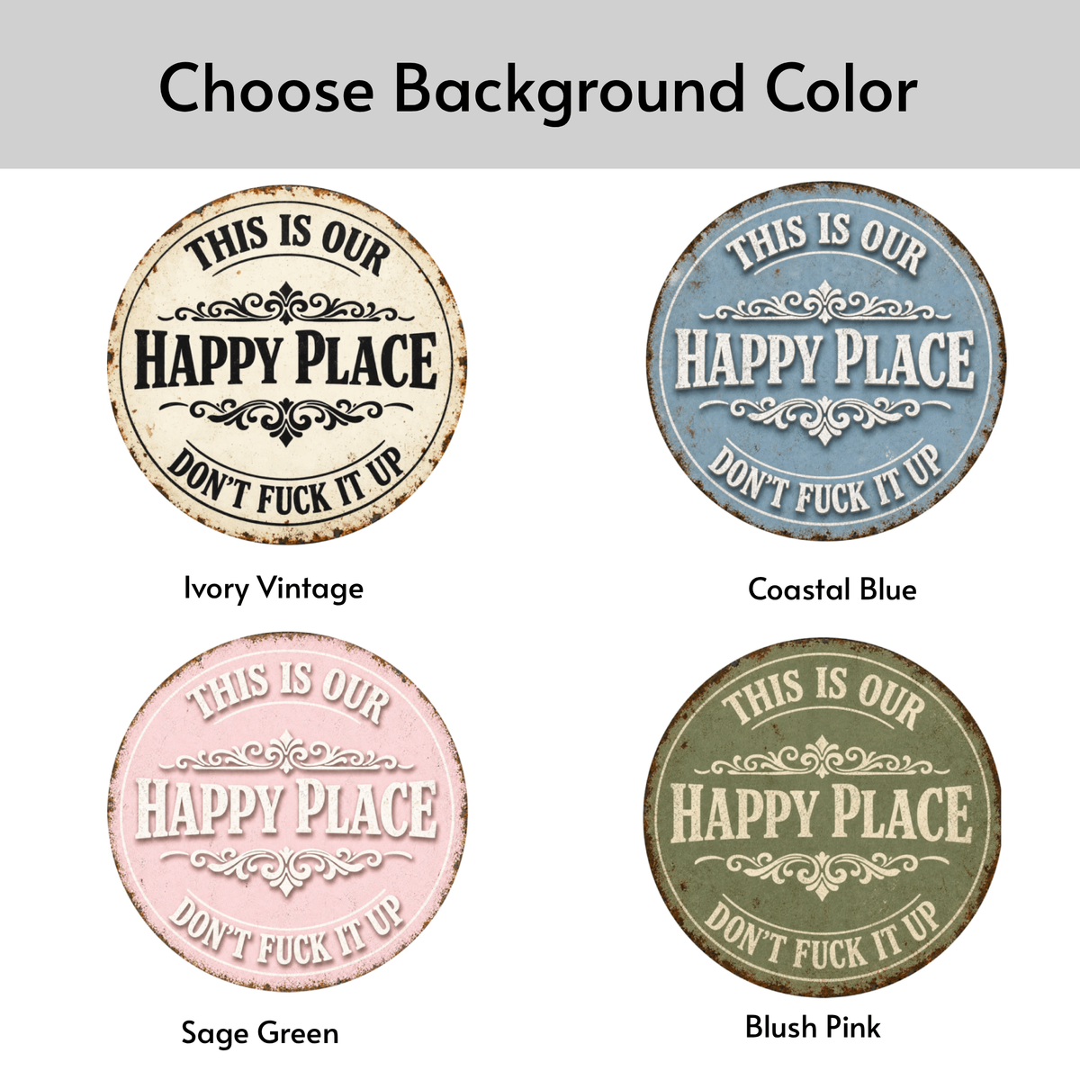 Funny Welcome Garden Gate Sign Happy Place Porch, Welcome Sign Round Wall Decor, This Is My Happy Place Sign